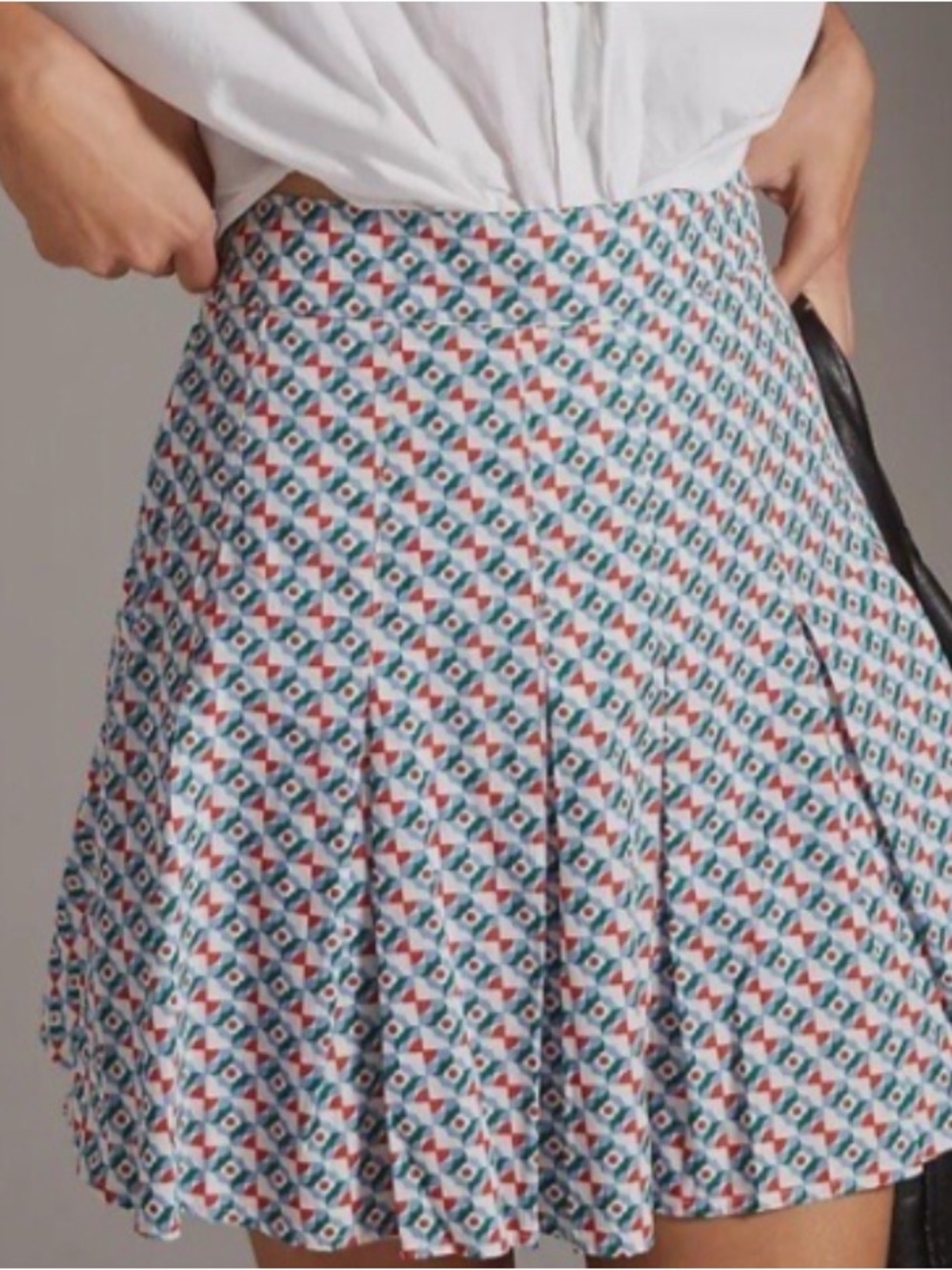 Anthropologie Maeve Geometric Circle Skater Skirt - Blue & Red